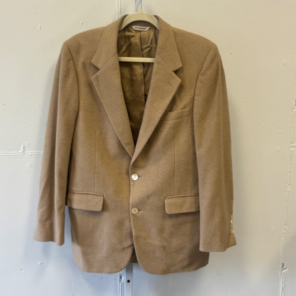 Club Room Mens 100% Pure Cashmere Blazer Sport Coat Camel Tan 2 Button Jacket